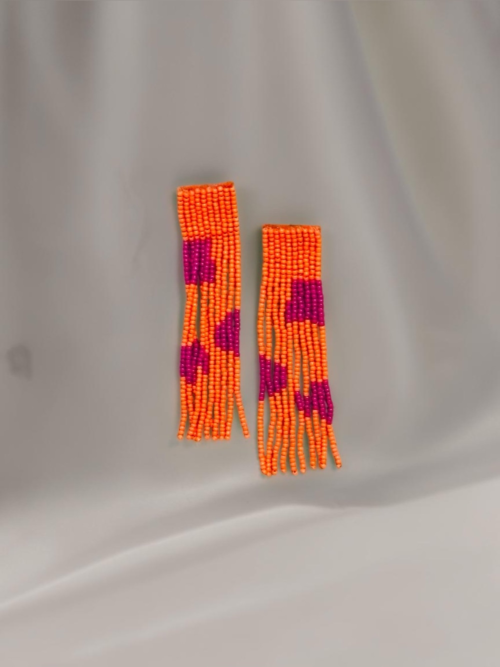 Sassy Jones Orange & Fuchsia Beaded Fringe Earrings
